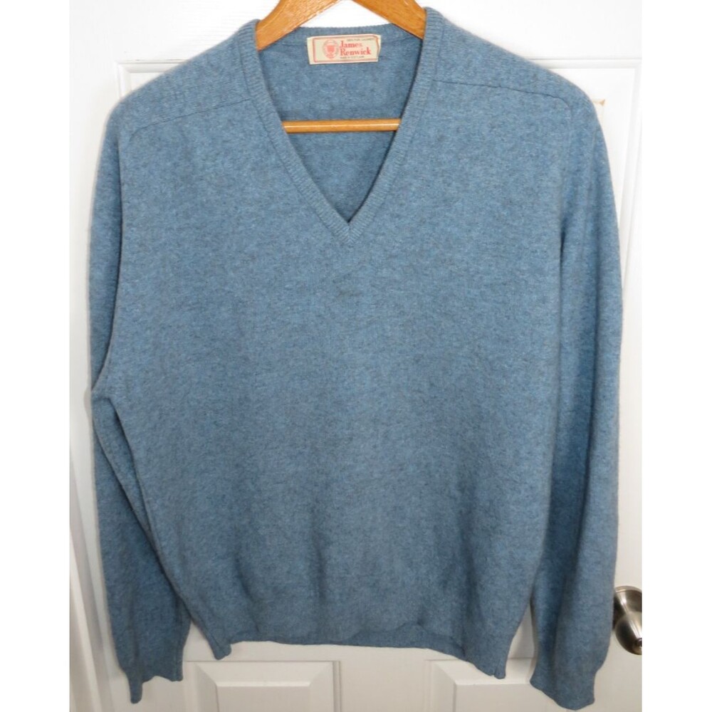 Vintage James Renwick 100% Cashmere Made in Scotland V-Neck Sweater 48 in (XL)